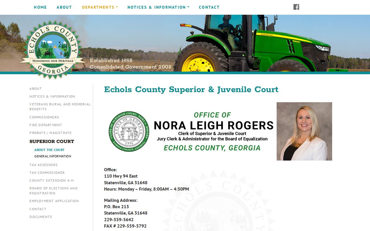 Echols County Superior Court release record contact page